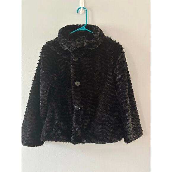 Patagonia Other - Patagonia Girls Pelage Faux Fur Jacket Size XL 14 Black Winter Button Front
